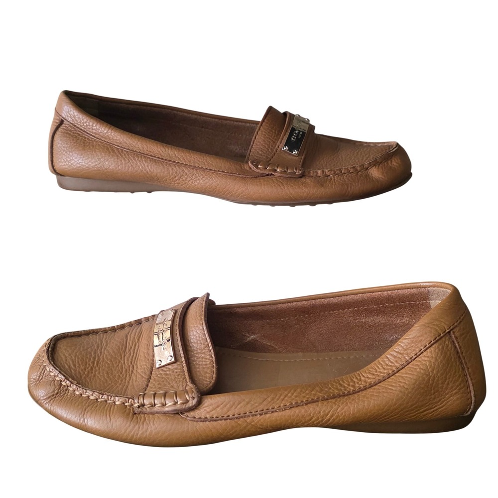 Coach Fredrica Tan Pebbled Leather Driving Loafers Shoes Brown Womens 8.5B A9175 - Picture 3 of 7